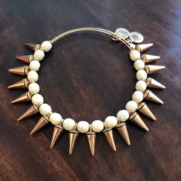 Alex and Ani gold & cream spike bangle - Picture 2 of 4